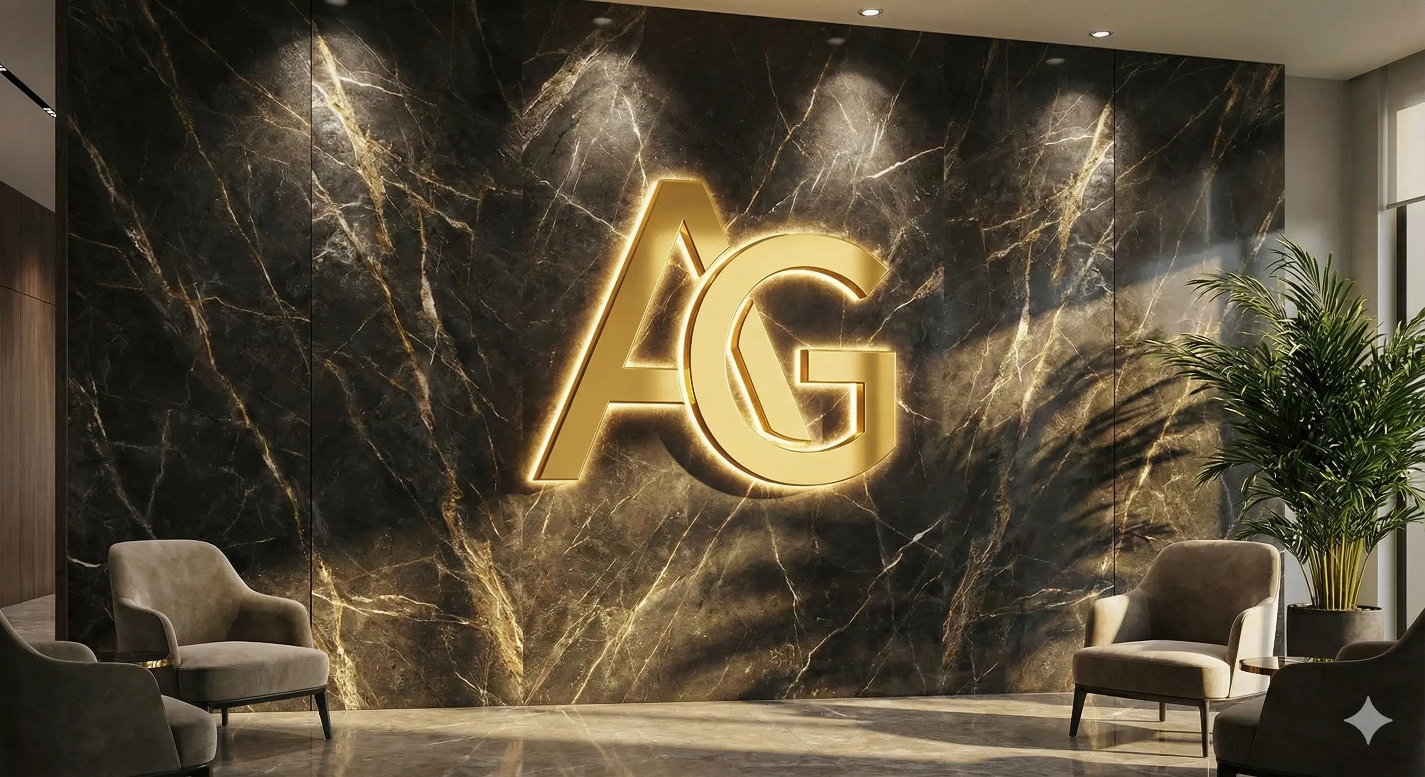 3D illuminated lobby logo signage